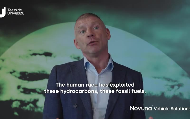 Teesside University academic explaining hydrocarbons, filmed for Novuna